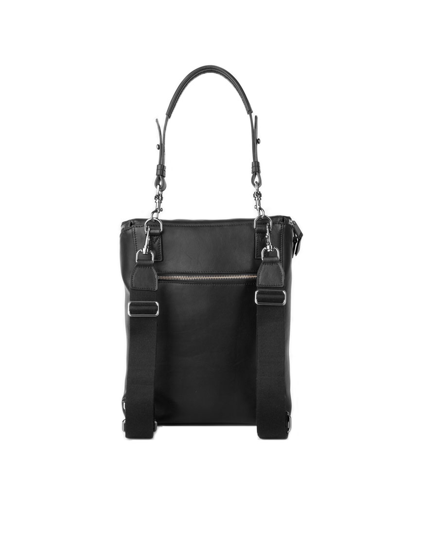 BREE Stockholm 40 black leather backpack and shoulder bag δέρμα τσάντα ώμου και σακίδιο πλάτης μαύρο 1970